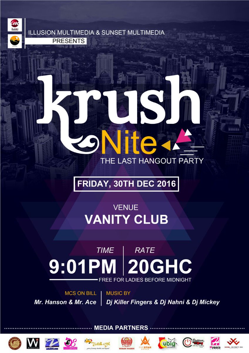 thehypeprogh's tweet photo. The last club event to end 2016 #KrushNite/Vanity Club @sunsetmultimed https://t.co/Pj2DOgqJmM