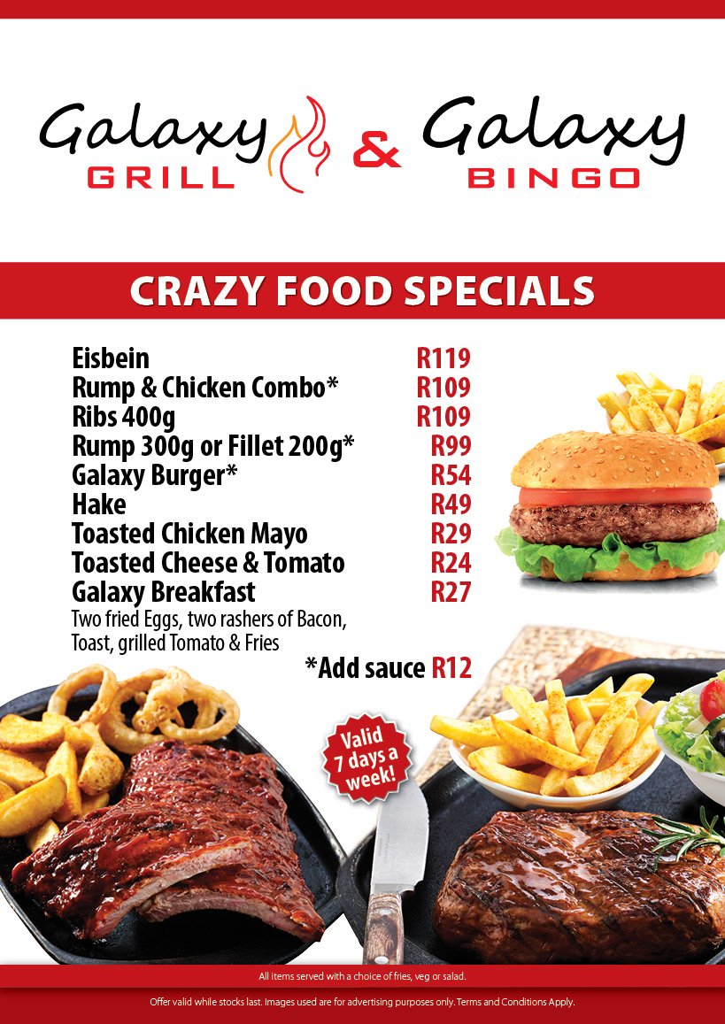 Galaxy_Grill's tweet photo. Crazy Month @Galaxy_Grill Open from 10am till late. Visit our restaurants in KZN, Eastern Cape&amp;Brits. https://t.co/yySkUEClSR https://t.co/ovuMfhi6T3