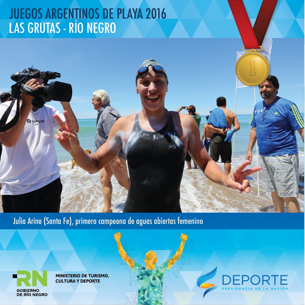 #JuegosPlaya2016 #BuenJueves Por último, en aguas abiertas, fue la santafecina Julia Arino la que marcó el ritmo en las aguas del golfo