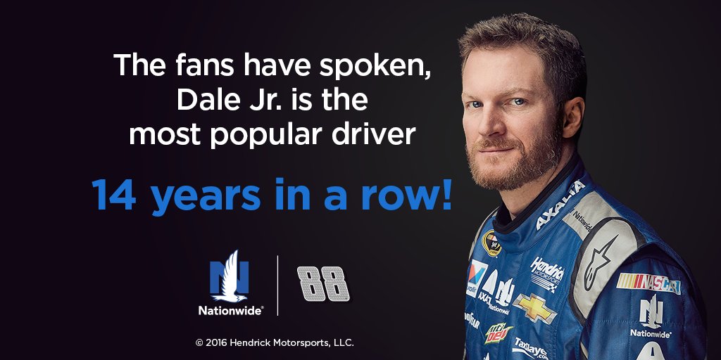 DavidWa58705456's tweet photo. Retweet to congratulate @DaleJr on winning @NASCAR’s Most Popular Driver for the 14th time. #14xMPD #NW88JR https://t.co/18LPPJcrQ4