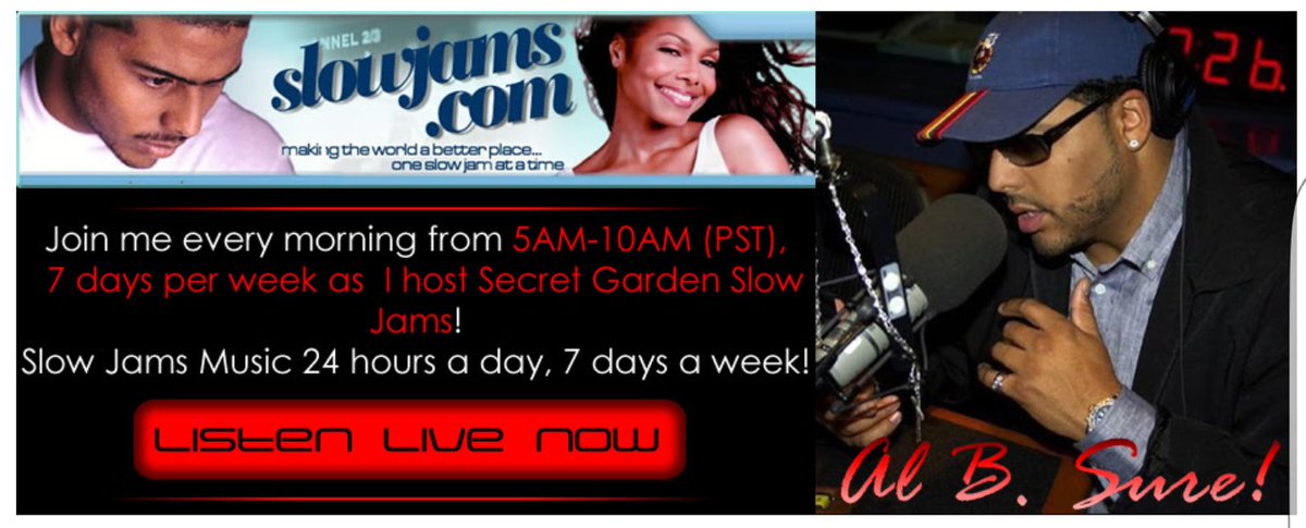OfficialAlBSure's tweet photo. ❤ 📻 @iHeartRadio #OnAirNow @OfficialAlBSure hosts #SecretGarden @SlowJams Every Morning 5A-9A (PST)
🎧#ListenLive 💻 https://t.co/j69vJqmxtK https://t.co/3aPNiKPimf