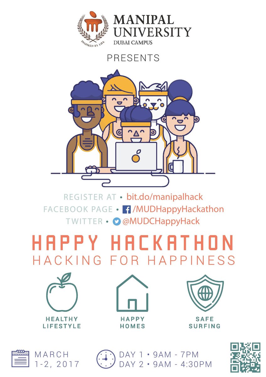 MUDCHappyHack's tweet photo. Introducing Manipal University, Dubai Campus' first ever Happy Hackathon. #HappyHack https://t.co/dZK7GBlbV0