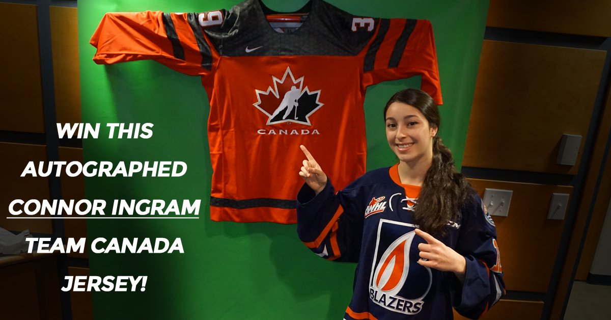 blazerhockey's tweet photo. Enter to WIN this Autographed @connoringram Team Canada Jersey! Enter during any Blazers Home Game in January on the concourse! https://t.co/jjRVZy9dW5