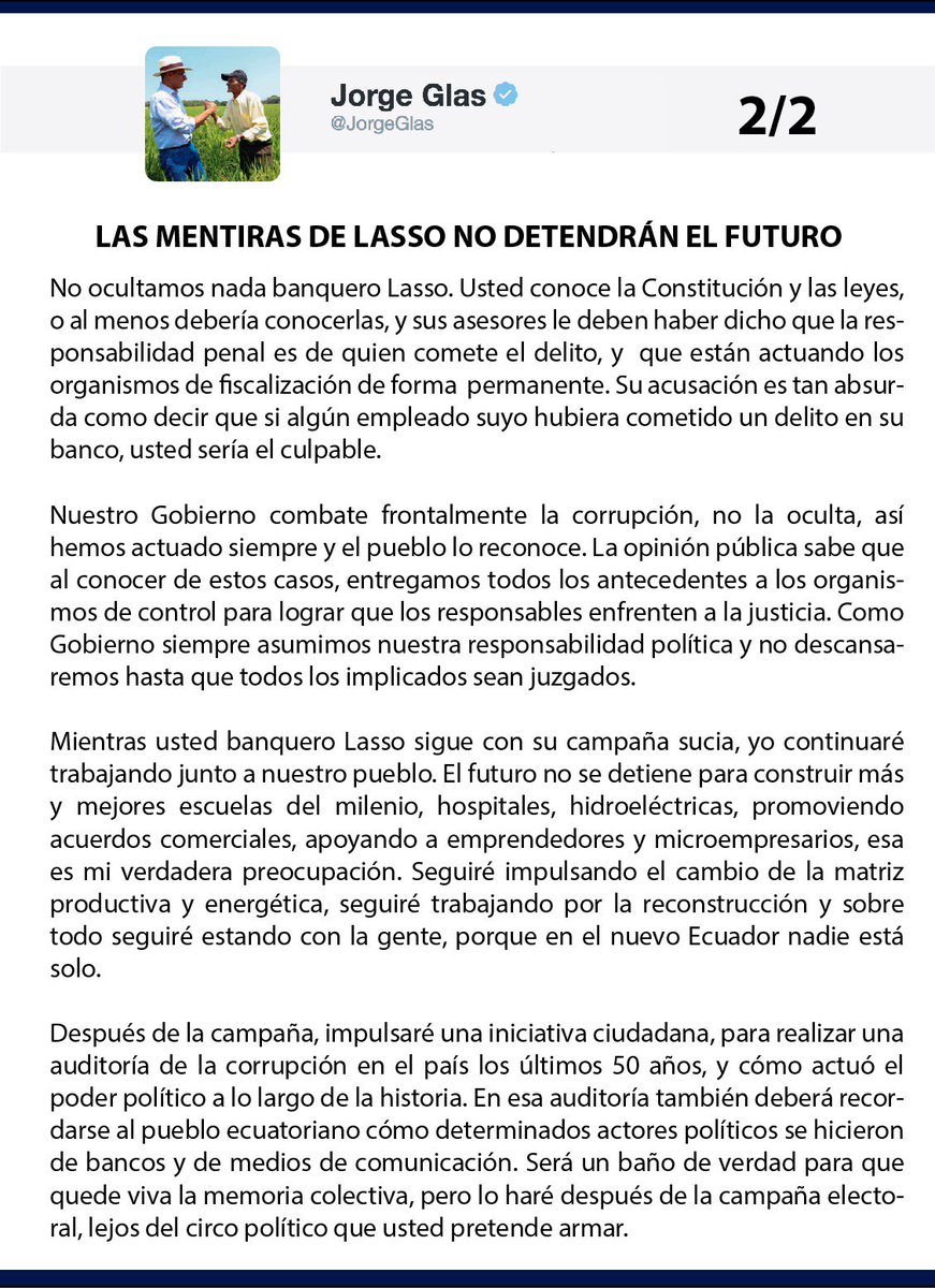 JorgeGlas's tweet photo. Las mentiras de Lasso no detendrán el futuro https://t.co/fZS7RMnORE