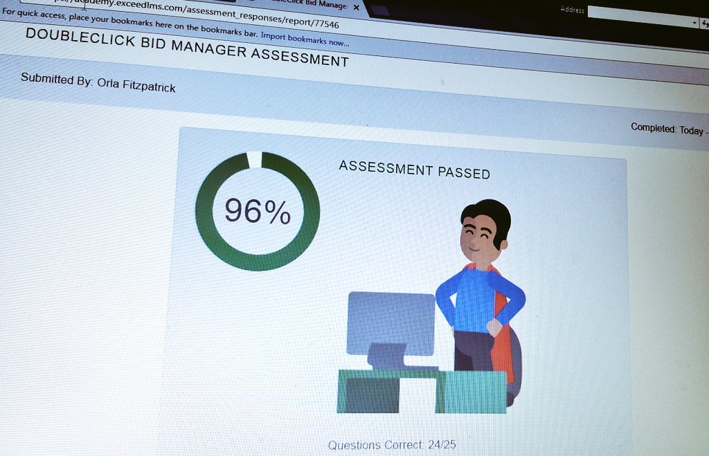 FitzpatrickOrla's tweet photo. Self praise is no praise 😂 still 👊#doubleclickbidmanager #qualified https://t.co/DIYvBCxo99