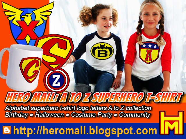 dcampusnetwork's tweet image. A to Z Superhero T-Shirt and Gift Collection. A to Z Alphabet letters theme superhero logo. Available at: heromall.blogspot.com