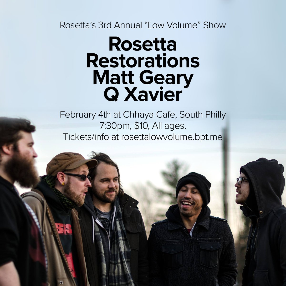 PrettyOkayShows's tweet photo. Reminder to get those @rosettaband + @Restorations  tickets! Use that holiday cash! 

https://t.co/PvyyJM0oPS https://t.co/CDIKxdZRRe