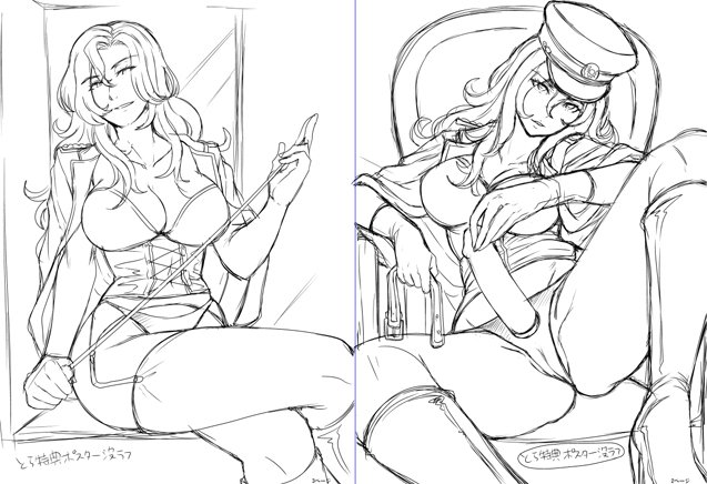 冬コミの無配はこんな感じの没ラフペーパーになります。提出時のラフは本当にラフすぎるから少し手をくわえたラフにしてます。でもラフですけど。ラフです。 