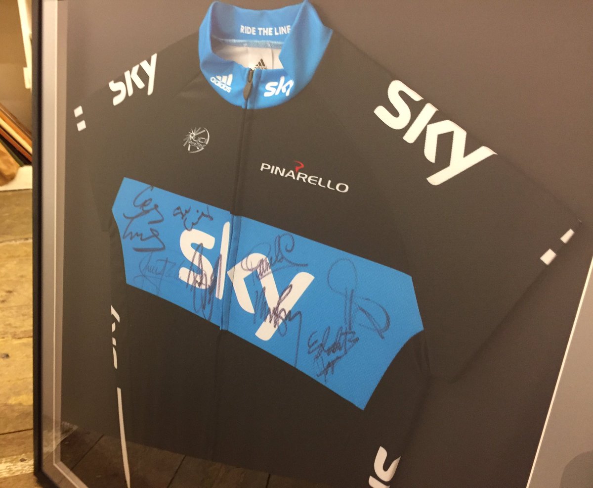 Awesome <a href="/TeamSky/">teamsky</a> signed jersey completed by us for An Xmas present #MarginalGains #teamsky #signedjersey #cycling #christmaspresent