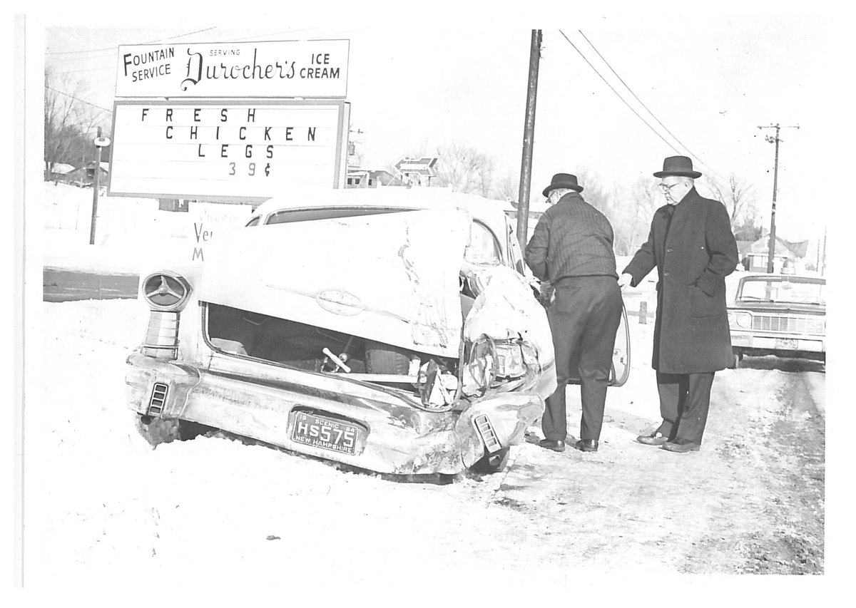 NashuaPolice's tweet photo. Throwback Thursday #TBT  with the impending storm don't end up like this car did in a snowstorm in 1954. Drive safely and take it slow. https://t.co/by4iGdJoOU