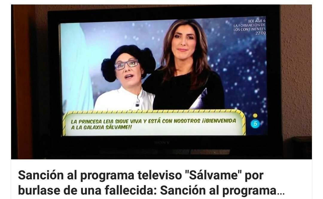 SWars1977's tweet image. Vaya vergüenza de cadena,ojalá les cierren la cadena,por burlarse de Carrie Fisher recientemente fallecida. @telecincoes no os da vergüenza?