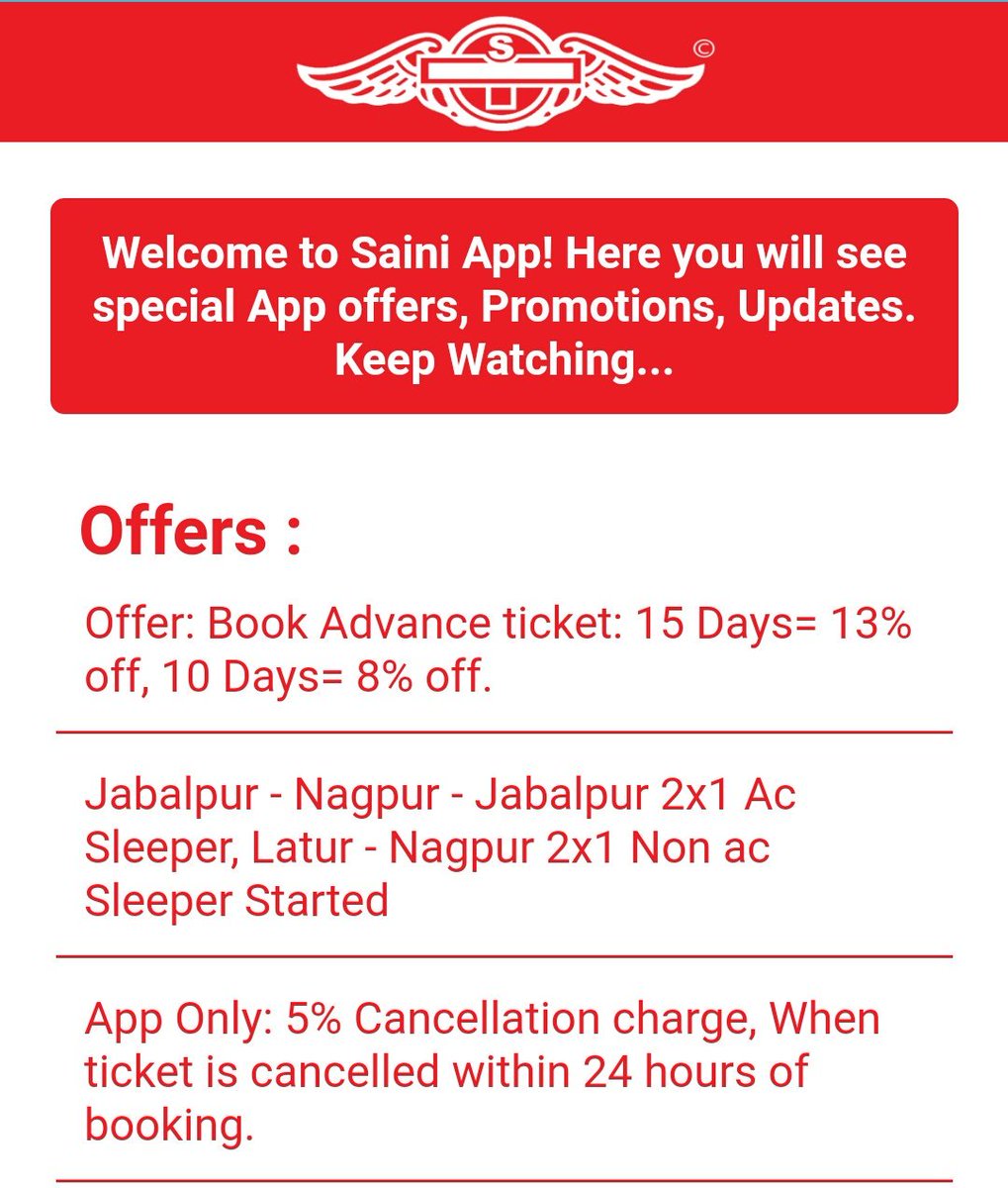 getsarangup's tweet photo. @Paytmcare It was listed on Saini Travels App (attached). Now d offer is over, so no longer listed in app. It said 50% cashback thru Paytm. https://t.co/huNxPPjTSt