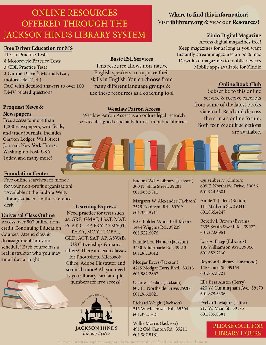 MyJHLS's tweet image. FREE RESOURCES! Stop by your local library today &amp;amp; see what resources are available for you and your family! #SupportLocalLibraries