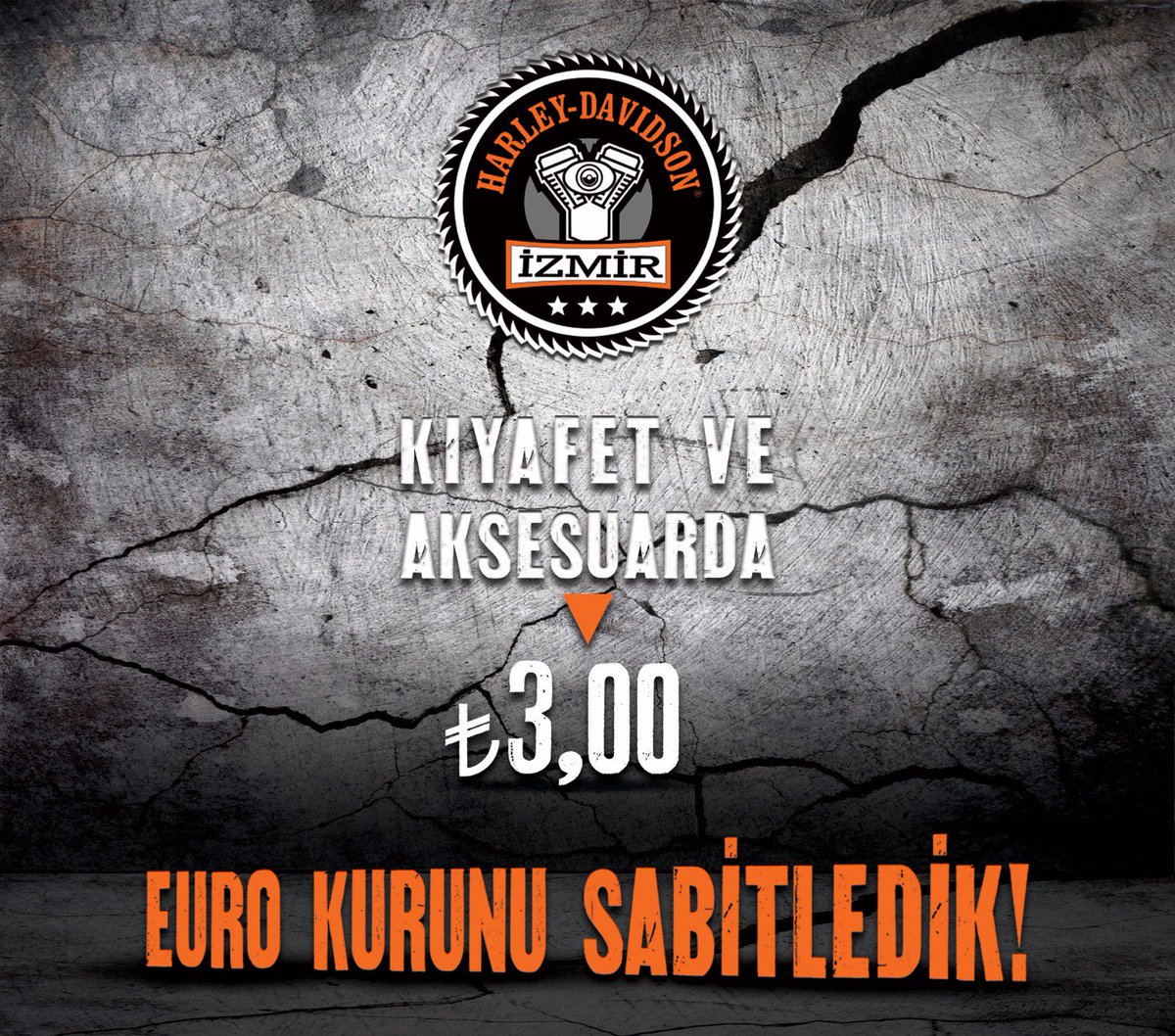 Euro kurunu sabitledik!
Showroom alışverişlerinde Aksesuar ve Kıyafetlerde 1€=3,00₺...Bu fırsatı kaçırmayın! #harleydavidson #harleyizm