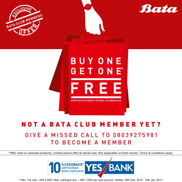 bata sale buy one get one free