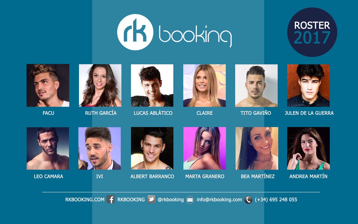 Nuevo ROSTER 2017 "RK BOOKING" Haz ya tu reserva para tu sala ☎️ Tel.: 695248055