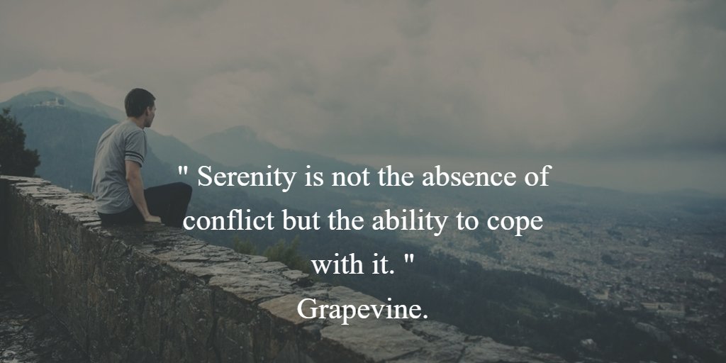 " Serenity is not the absence of conflict but the ability to cope with it. "
Grapevine.