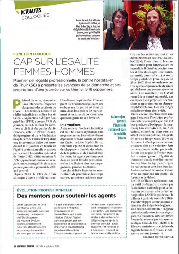 CHTHUIR's tweet photo. #Retro2016CHT 3/10 Dans l' @infirmieremag un article consacré à notre démarche #egaliteFHThuir https://t.co/Hj20dkBEqT