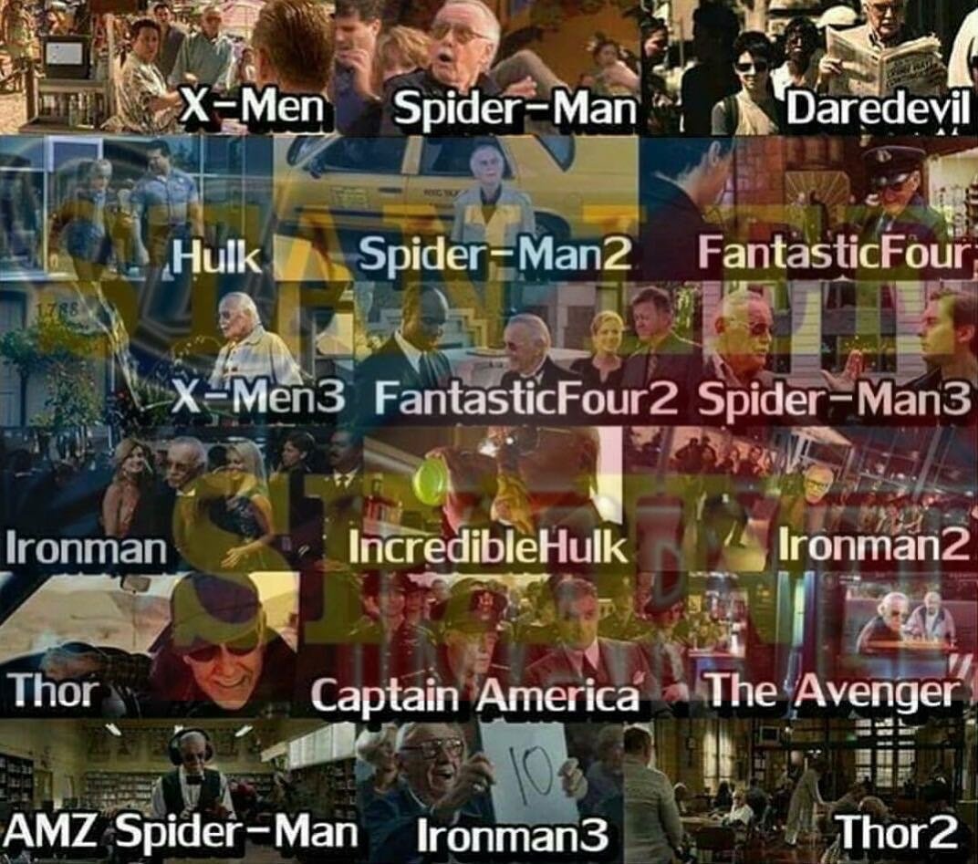 stanleespain's tweet photo. Cameos de Stan Lee 😉 

#stanlee #marvel #marvelcomics #SpiderManHomecoming #AvengersInfinityWar #avengers #ThorRagnarok #ironman https://t.co/gAUa8TLYAo
