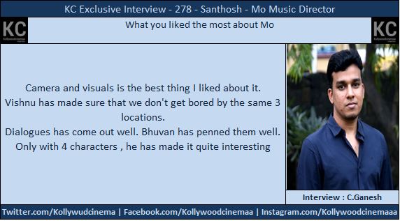KollywoodCinima's tweet photo. #KcInterview #Mo #MoFromTomorrow @DhayaSandy Chat
What you liked the most about #Mo https://t.co/VYFTKtZZ74