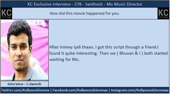 KollywoodCinima's tweet photo. #KcInterview #Mo #MoFromTomorrow @DhayaSandy Chat
How did this movie happened for you? https://t.co/4nEJdeQcDi