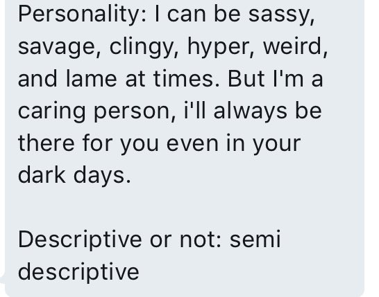 like if interested then send in an application to maybe be matched up!