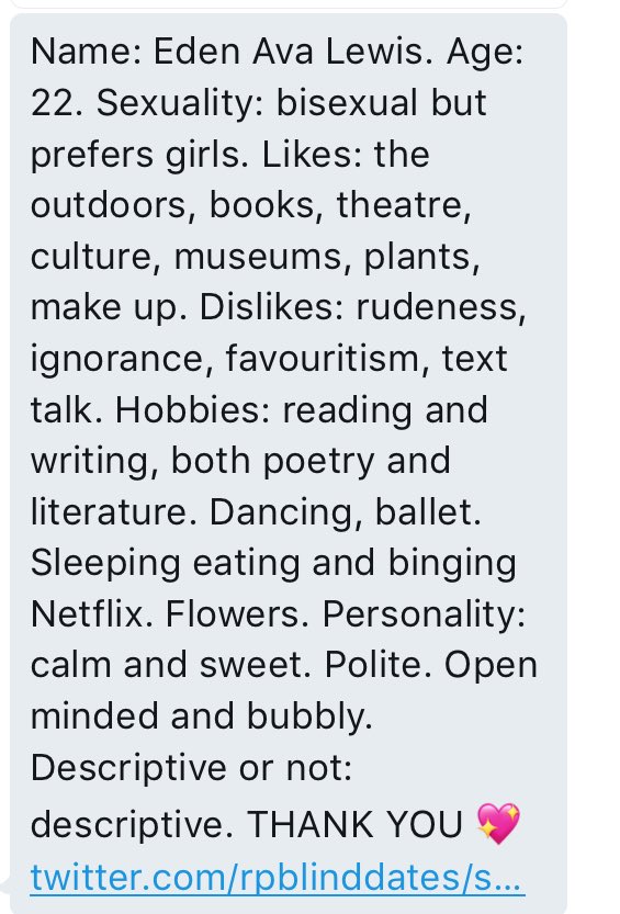 like if interested then send in an application to maybe be matched up!