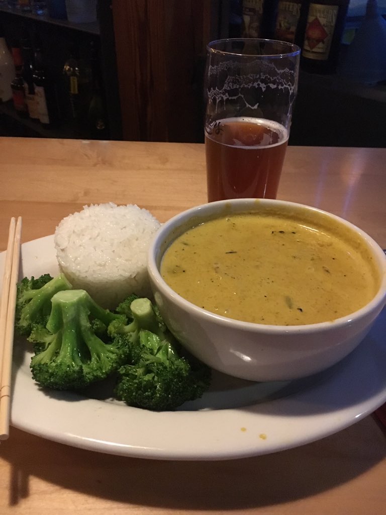 rawjuicechick's tweet photo. Yellow tai curry with eggplant @#squatterspub #delish #vegan #glutenfree https://t.co/yhOyEW4e4k
