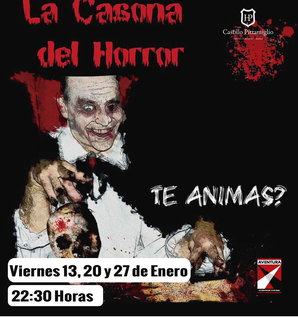 LA CASONA DEL HORROR
VIERNES 13, 20 Y 27 DE ENERO A LAS 22:30HS

Por informes y reservas:
2710 10 89 / museocastillopittamiglio@gmail.com