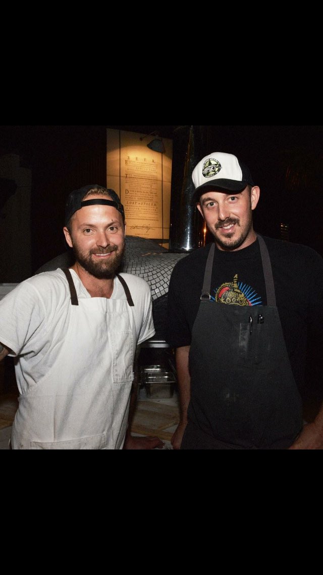 EdmundsOast's tweet image. These two handsome devils will be back at it, slinging pizzas in the courtyard tomorrow night! Join us for @lamorrapizzeria 12/30!