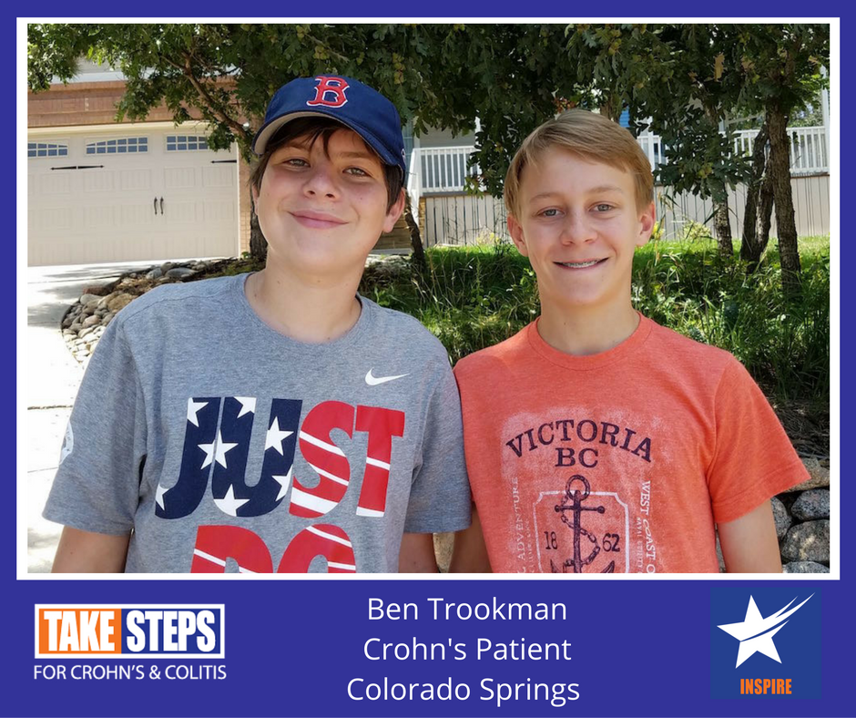 CrohnsColitisFn's tweet photo. Ben is our #CCTakeSteps Colorado Springs #honoredhero, with his friend Ethan. Read Ben's story: https://t.co/bfoFxQ5gUL #takestepsinspire https://t.co/3GVZ2NmKsD