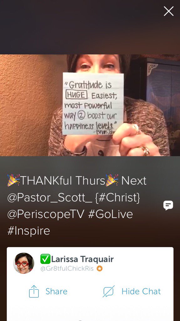 Pentec1Danielle's tweet photo. .@Gr8tfulChickRis on #Periscope: 🎉THANKful Thurs🎉 Next @Pastor_Scott_ {#Christ} @Periscop… https://t.co/vW3bIO0yNx https://t.co/Sw5JfzSMbL
