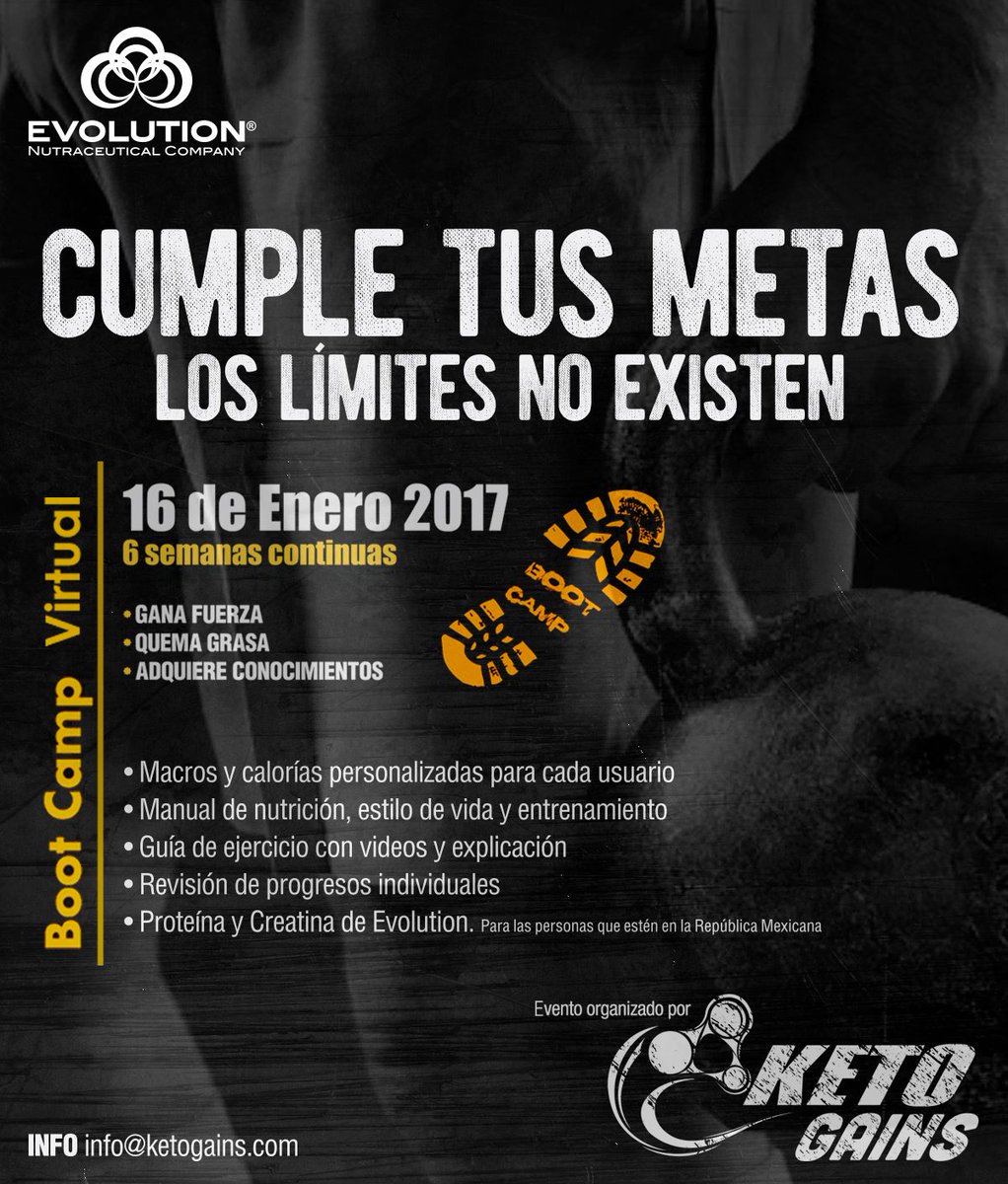 evolutionrealmx's tweet photo. ¡Ketogains te ayuda a cumplir tus metas! #BootCampVirtual 16 de Enero 2016 https://t.co/GeH05XMLHh