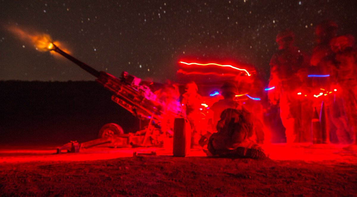 USMC's tweet photo. In the Red of the Night

Marines with the @11thmeu conduct an M777 Howitzer night fire mission during Exercise Alligator Dagger. https://t.co/l0NY8n6pPX
