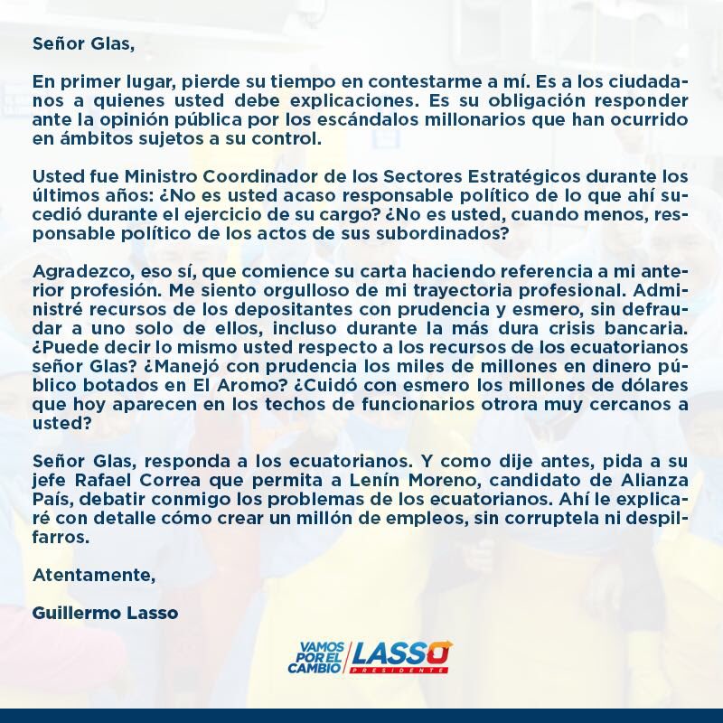 LassoGuillermo's tweet photo. Es a los ciudadanos a quienes usted debe explicaciones señor @JorgeGlas Cc @MashiRafael @Lenin https://t.co/Gu3PeKPq7q