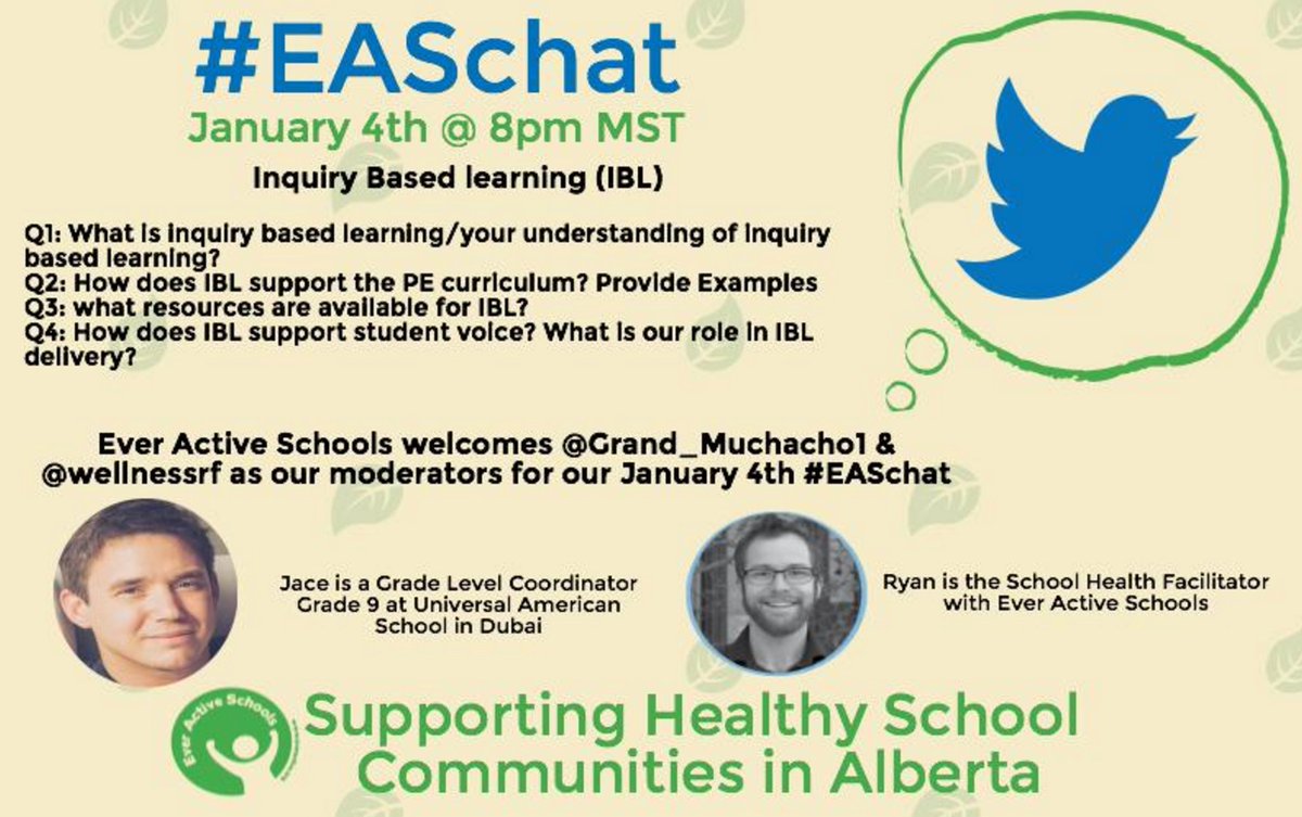 EverActiveAB's tweet image. *NEXT WEDNESDAY*
Join us, @wellnessrf &amp;amp; @Grand_Muchacho1 for an #EASChat surrounding Inquiry-based Learning!
