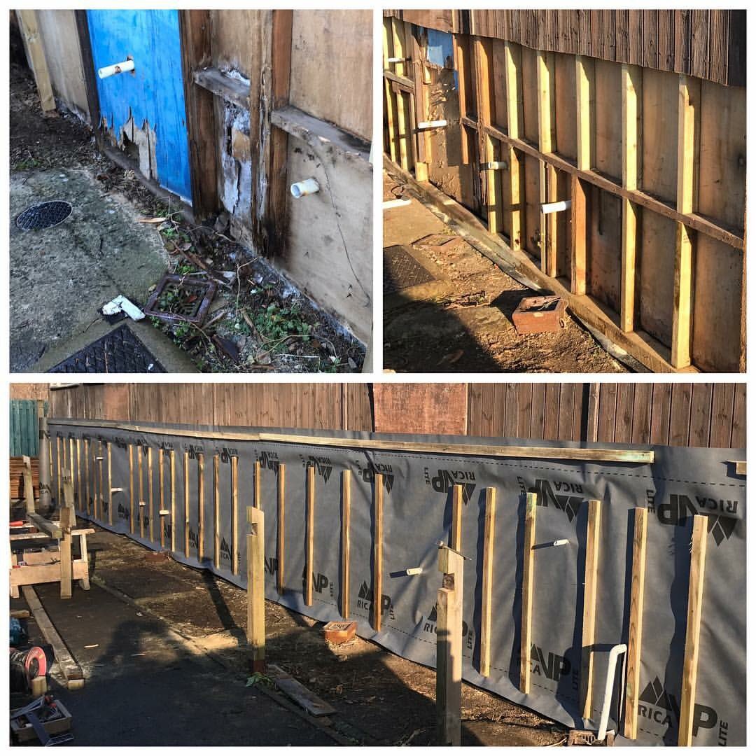 WottonPool's tweet image. Made good progress today on stage 1 of repair and renovation work at the pool. Repair and recladding changing rooms