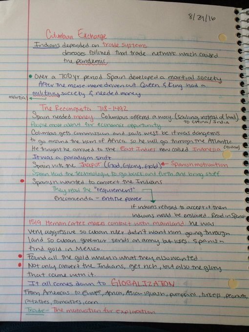 First week of school notes vs 11th week of school notes.