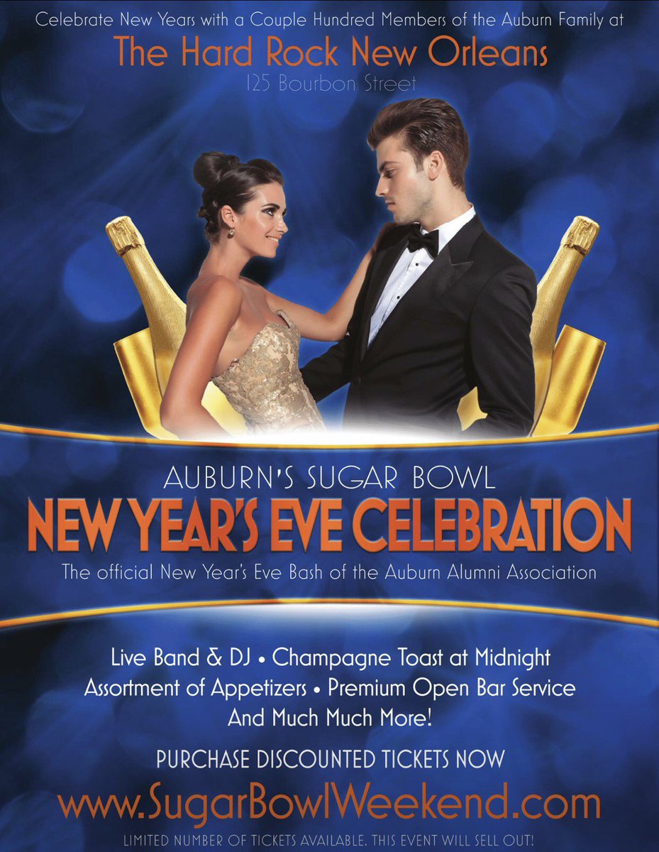 We’re heading down a couple days early to make sure New Orleans is ready for Auburn! #NYE #WelcomeBash SugarBowlWeekend.com
