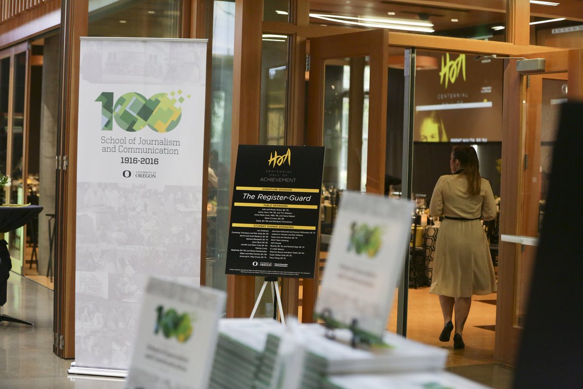 UOsojc's tweet photo. “The UO SOJC is an establishment like no other, & it belongs to us.”-@tracywong8 on #SOJC100 Hall of Achievement: https://t.co/Q4Z3XJTKB8 https://t.co/JYg1labD5z