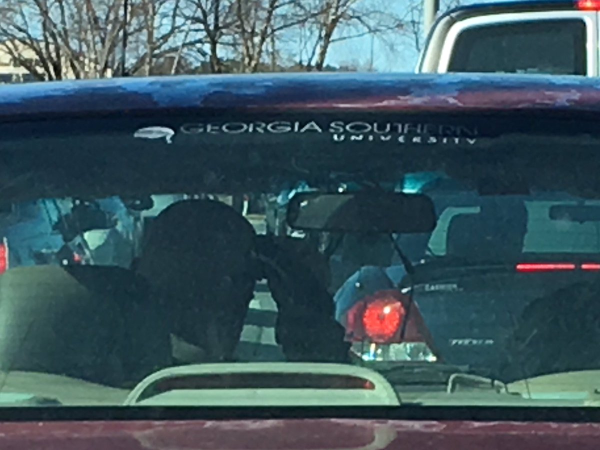 thebwayginger's tweet image. A #gsuprob if I ever saw one! This dude w/ a @GeorgiaSouthern bumper sticker is shaving his head at a stoplight.. #hailsouthern #gsuproblems