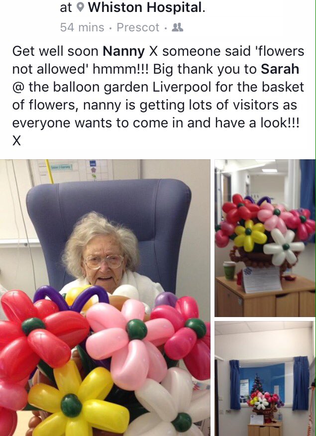 Lovely to see that balloon flowers can bring smiles to those in hospital when so many don't allow real flowers anymore. X