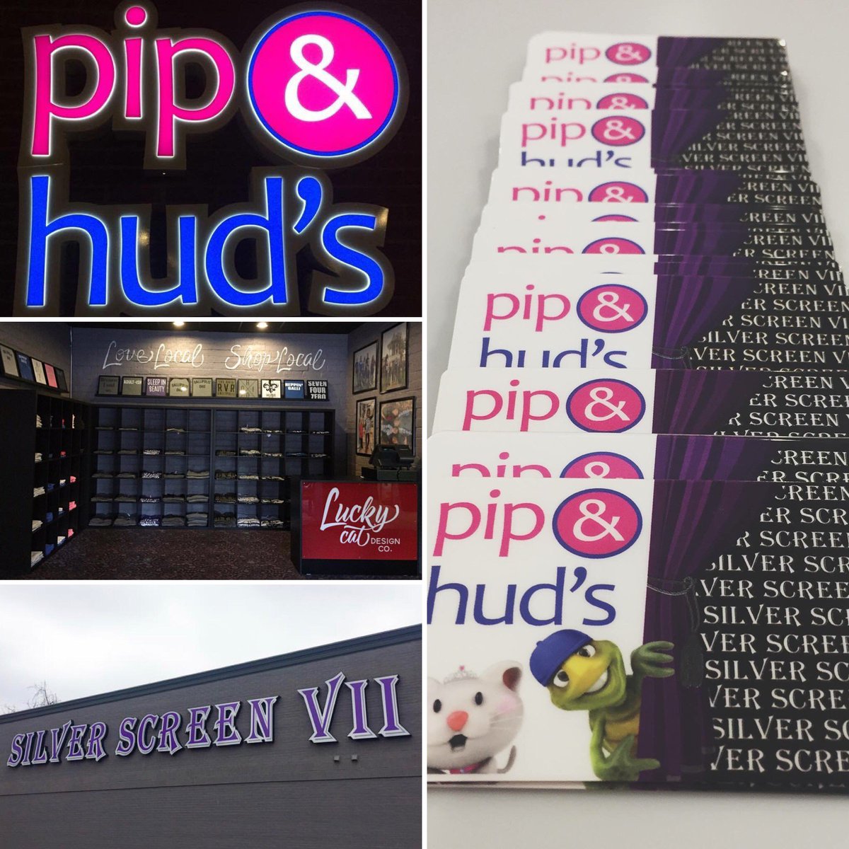 PipandHuds's tweet photo. Did you know gift cards can be purchased/used at any of these locations??
PIP &amp; HUD'S, Silver Screen VII &amp; Lucky Cat Design Co. https://t.co/MoAgPhteRo