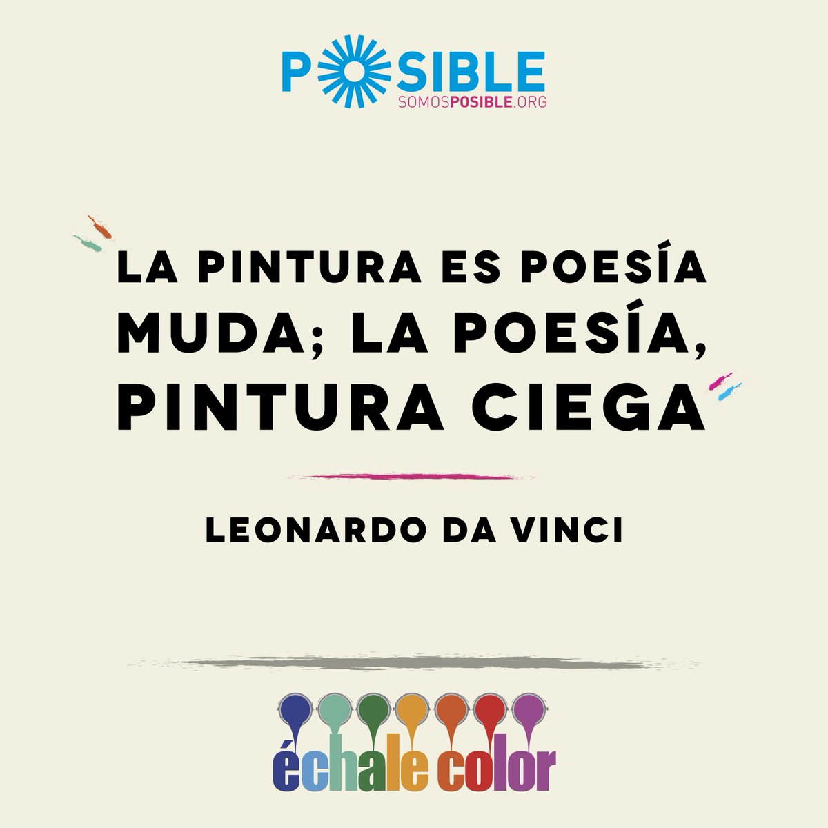 Echale_Color's tweet image. "La pintura es poesía muda; la poesía, pintura ciega." - Leonardo da Vinci #TuFrasePosible