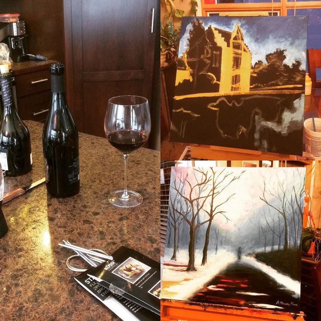 steph_krause's tweet photo. Paint night at the Krause house 🍷🖼 #paintparty #christmas #2016 https://t.co/orQUujRdIm https://t.co/dIV2eUiZnc