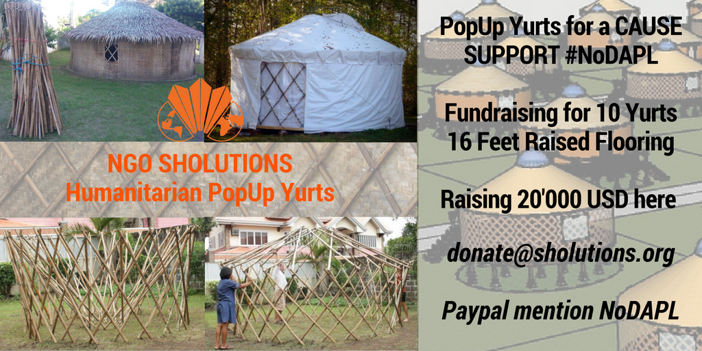 sholutions's tweet photo. #NoDAPL need support of the WORLD Water is key important to future generations Help provide PopUp YURTS to the brave https://t.co/b2xTt1iGIX https://t.co/wa4Y3wRJTy