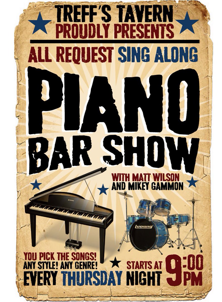 Thursday nights are Piano Man Night! <a href="/catrigg/">Chaddy</a> <a href="/StudyBreaks/">Study Breaks</a> <a href="/SanMarcos_TX/">San Marcos, Texas</a> <a href="/smtxst/">SMTXST</a> <a href="/allrequestpiano/">All Request Piano</a>