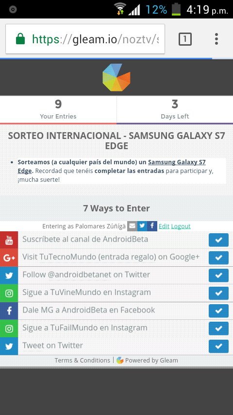 PalomaresGamer's tweet photo. @TuTecnoMundo @androidbetanet #SorteoS7Edge ya lo hize todo solo esperar a ver si puedo ganar espero suerte de dios_😁😃😃😃mira👇lo hize todo. https://t.co/PmZBcUDEIT