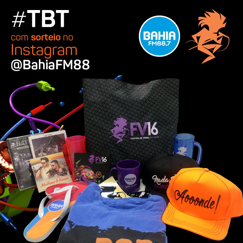 BahiaFM88's tweet photo. Quinta é dia de #TBT e o nosso TBT tem PRÊMIOS! Estamos sorteando um super kit #FV16 + #BahiaFM pra você aqui lá no nosso insta: @BahiaFM88! https://t.co/JRlHGa7QrM