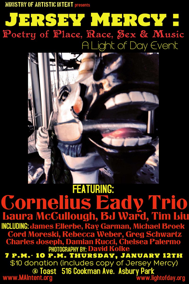 MAIntent_'s tweet image. Join us for @lod_foundation  benefit event: Jersey Mercy: Poetry of Place, Race, Sex &amp;amp; Music on January 12th @ @ToastAsburyPark!